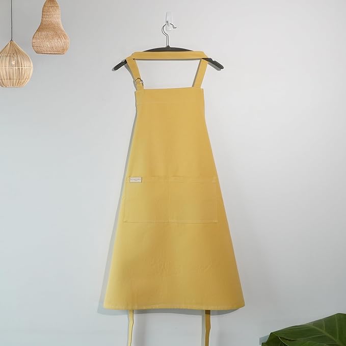 100% Cotton Kitchen Apron with 2 Pockets – Adjustable Chef Apron for Cooking Baking BBQ – Unisex Apron