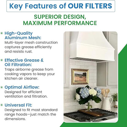 Filter Everything Replacement Range Hood Filter Compatible with Broan/Nutone S99010316 – 11-1/4 x 11-3/4 x 3/8 Inches – 1-Pack