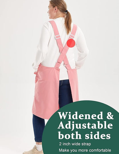 Big Plus Size Aprons for Women with Pockets Cotton Linen Baking Kitchen Cooking