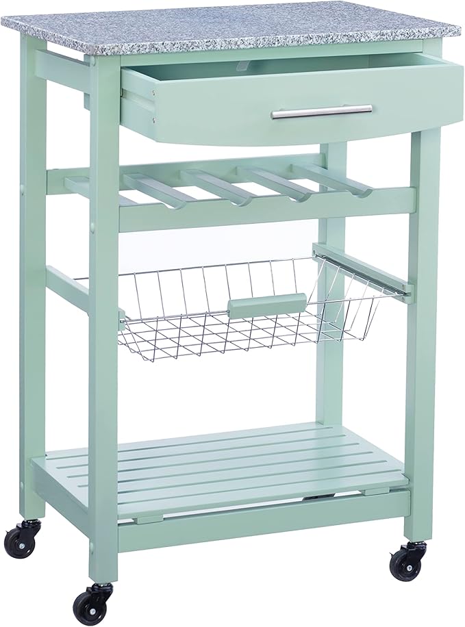 Linon Kitchen Island, Green, 15.75 x 22.83 x 33.86 Inches