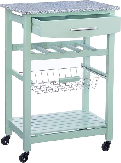 Linon Kitchen Island, Green, 15.75 x 22.83 x 33.86 Inches
