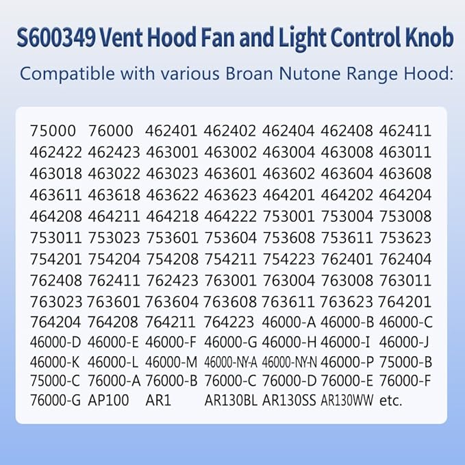 Upgraded S600349 Range Hood Knob, S99360233 Vent Hood Fan Control Knob Replacement Part fit for Broan Nutone, White (4 Pack)