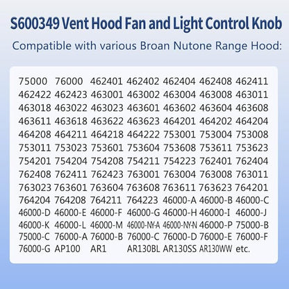 Upgraded 2Pcs S600349 Range Hood Knob, S99360233 Vent Hood Fan Control Knob Replacement Part fit for Broan Nutone, White