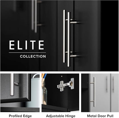 Prepac Elite 16” Wide Black Storage Cabinet with 2 Adjustable Shelves, Ideal for Bathroom, Pantry, Kitchen, Home Office, Laundry Organization, Good for Narrow Spaces 16”W x 65”H x 16”D, Black