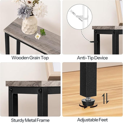 HOOBRO 70.9" Narrow Console Table with Charging Station, 5.9" Slim Sofa Table Behind Couch, 2 AC Outlets & USB-C Ports, Long Entryway Tables for Small Spaces, Livingroom, Greige BG185UXG01G1