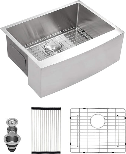 Lordear 28 Farm Sink Stainless 28 x 21 inch Farmhouse Sink 16 Gauge Stainless Steel Apron Front Single Bowl Kitchen Sinks Basin