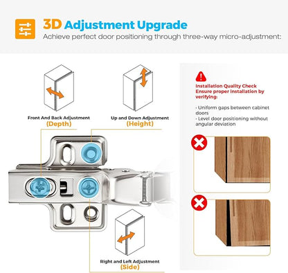 HOME EDIT 15 Pairs 30 Pack European Half Overlay Soft Close Cabinet Hinges Concealed Kitchen Cabinet Hinges Heavy-Duty Frameless Adjustable for Cupboard Hardware
