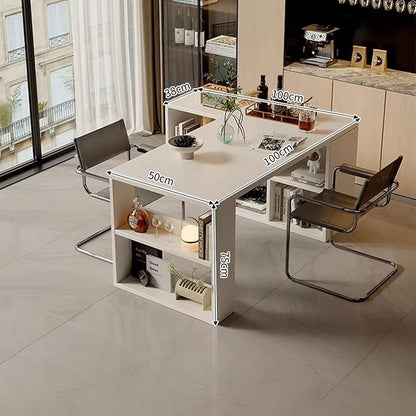 Island Table Modular Extendable Desk & Kitchen Island with Open Cubby Storage(Small)