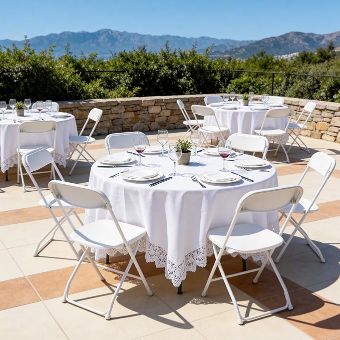 12 Pack White Plastic Folding Chairs, Outdoor Portable Folding Chair with Steel Frame, 350lbs Capacity Stackable Foldable Chairs for Patio, Garden, Picnic, Kitchen, Events