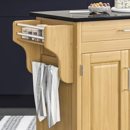 Create-a-Cart Natural 4 Door Cabinet Kitchen Cart with Black Granite Top by Home Styles