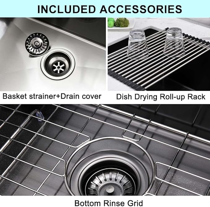 21 Inch Undermount Laundry Sink Black -Wesliv 21x19x12 Inch Black Undermount Laundry Sink Stainless Steel 16 Gauge Single Bowl Deep Under Mount Laundry Room Sinks with Bottom Grid