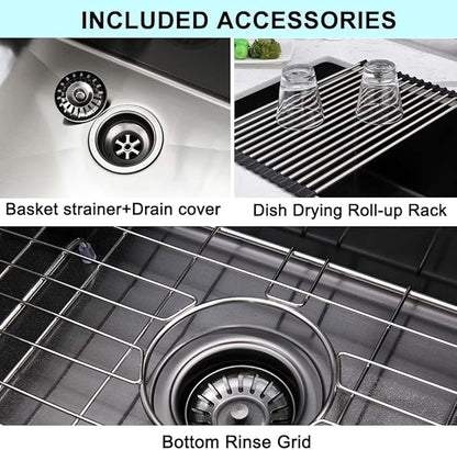 21 Inch Undermount Laundry Sink Black -Wesliv 21x19x12 Inch Black Undermount Laundry Sink Stainless Steel 16 Gauge Single Bowl Deep Under Mount Laundry Room Sinks with Bottom Grid