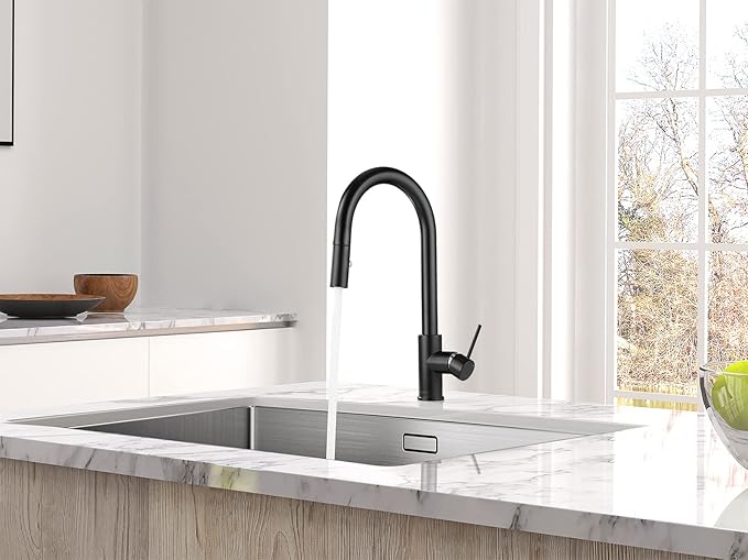 AguaStella AS60MB Matte Black Kitchen Sink Faucet with Pull Down Sprayer Single Handle