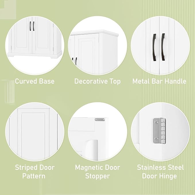 Merax 72" Tall Kitchen Pantry Storage Cabinet, Farmhouse Freestanding Large Cupboard with One Drawer, Bathroom Cabinet with Adjustable Shelves, 6 Door-Shelf for Dining Room, White