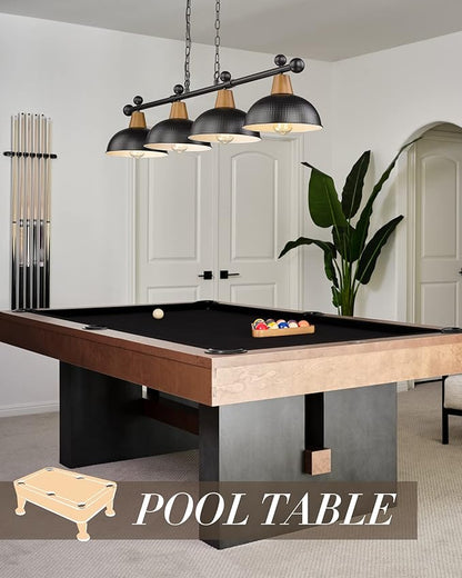 FEMILA 4-Light Pool Table Lights for 7ft/8ft Table, 48" Modern Billiard Llight Kitchen Island Light, Hanging Pool Table Lamp for Game Room,Kitchen, Bar, Coffee Shop, 4FG60-4LP BK