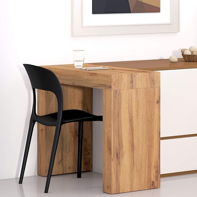 Mobili Fiver, Evolution Dining Table 35.4 x 15.7 in, Ashwood White with Two Legs, Made in Italy
