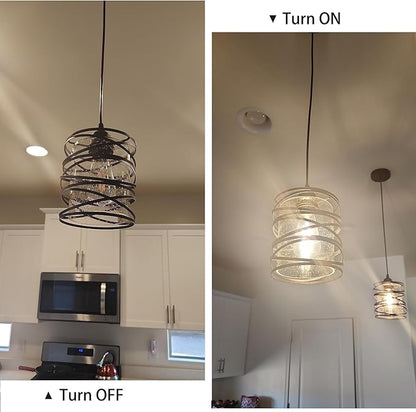 3 PACK Black Pendant Lights Kitchen Island, Small Kitchen Pendant Lighting Over Island, Modern Seeded Glass Hanging Light Fixtures, Single Ceiling Light for Kitchen, Dining Room, Bedroom, Foyer
