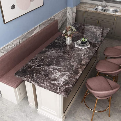 Livelynine 15.8x394 Dark Marble Wallpaper Peel and Stick Marble Contact Paper Countertops Waterproof Kitchen Cabinet Wallpaper Bathroom Counter Top Vinyl Wrap Desk Laminate Countertop Self Adhesive