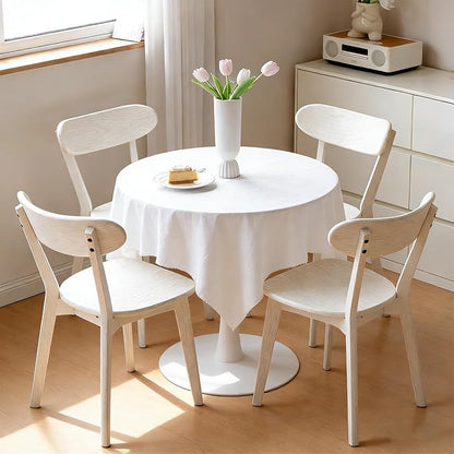 White Wood Dining Chairs Set of 2,FAS Grade Oak Dining Chairs, Sturdy Outer Sword-Leg Design in White Finish for Dining Room,Restaurant, Cafe, and Modern Home Kitchen,Easy Assembly,400 lb Capacity