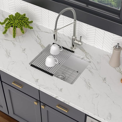 22x17 Inch Granite Composite Kitchen Sink - 22"x17" Undermount White Wet Bar Sink Granite Composite Quartz Classic Under Counter Ledge Single Bowl Sink Basin, LOF-GC22179