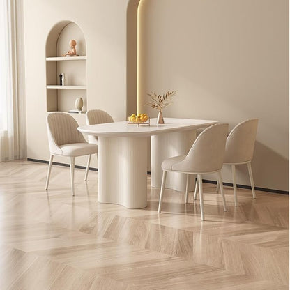 Guyii Dining Table Set with 6 Chairs, Modern Kitchen Table Set, Indoor Dining Table for Kitchen, Bar, Living Room, Breakfast Nook, Small Space, White
