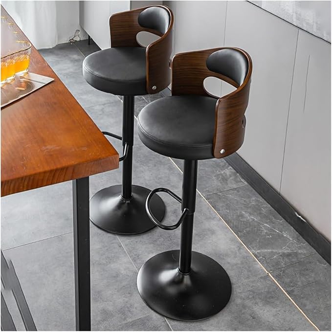Adjustable s with Back, Upholstered Stools with Footrest and Armrests for Kitchen Island and Counter Height Dining,/Brown B