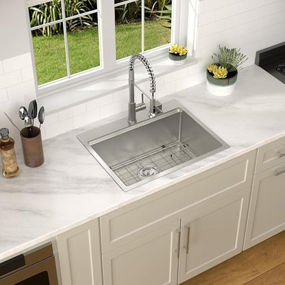 Dcolora 23 Inch Drop In Kitchen Sink Workstaion Single Bowl Stainless Steel Bar Sink Topmount Small Kitchen Sinks,DC-TW5689