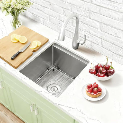 Undermount Bar Sink, 16 Gauge 304S Stainless Steel Workstaion Sink with Accessories, 15" x 17" x 10" Small Kitchen SinkS for Outdoor, RV,Prep Sink, Bathroom and Wet Bar