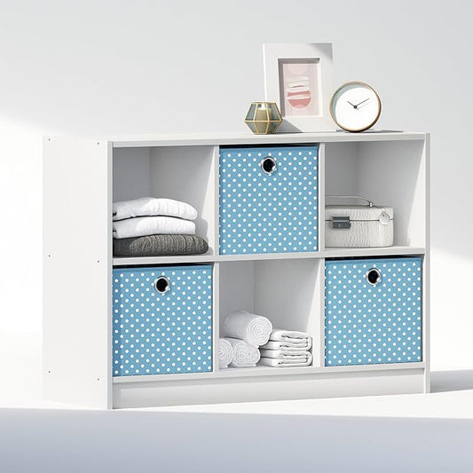 Furinno Cubic Closet Organizers and Storage, 6-Cube Closet Organizer with Bins, Open Shelf Storage, for Wardrobe, Bedroom, Living Room, White