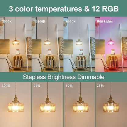 Shenmoyl Battery Operated Pendant Light 5000mAh Rechargeable Chandelier with Remote Control Wireless Adjustable Hanging Amber Striped Light for Kitchen Island Dining Room Hallway, 2 Pack