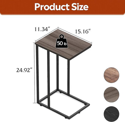 WLIVE C Shaped End Tables Set of 2, C Table Side Table for Couch, TV Trays Set of 2, Couch Side Tables that Slide Under, Small Side Table, C Table for Sofa, Living Room, Bedroom, Small Space, A-Grey