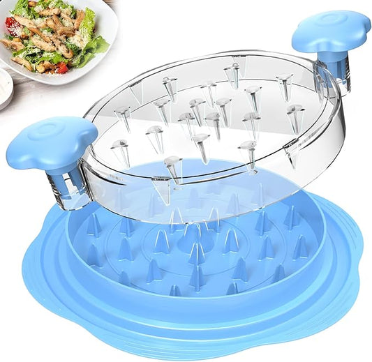 Chicken Shredder Large Chicken Breast Shredder Tool Twist with Brush&Fork, Visible Meat Shredder Machine, Anti-Slip Strip, Ergonomic Handle, BPA Free, Suitable for Pork Beef Chicken(Sky Blue)