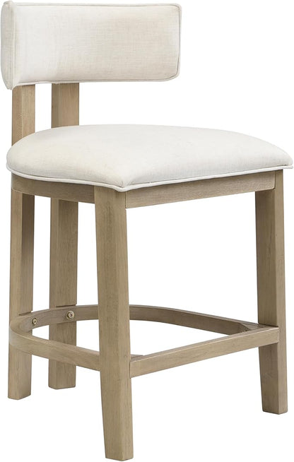 Christopher Knight Home Minso Bar Table and Chairs Set of 2, 3 Piece Bar Table Set with Upholstered Counter Stool, Rubberwood Counter Height Dining Set for 2, Light Ash+Beige