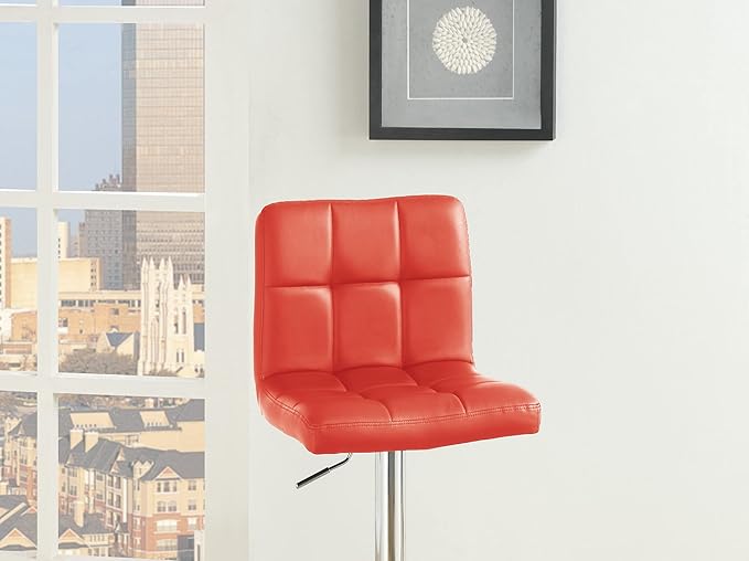 Dining Chairs Set of 2, 2 Adjustable Height Bar Stools, Farmhouse Counter Upholstered Height Chair with Gas Lift for Kitchen Island, Modern Faux Leather Seating, Living Room Furniture,Red