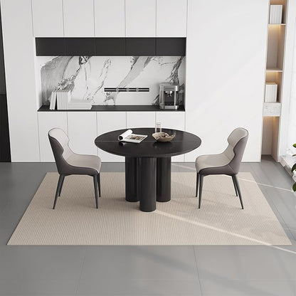 Guyii 46.06" Black Dining Table, Modern Round Kitchen Table, Indoor End Table for Kitchen, Bar, Living Room, Small Space, Easy Assembly, Table Only