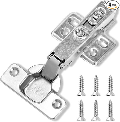 HBL' 4 Pack Soft Close Cabinet Hinges European Kitchen Cabinet Hinges for Frameless Cabinet Door, 35MM Quick Release Cup Hinges, 110° Full Overlay, 3D Adjustable and Slow Close Hinges