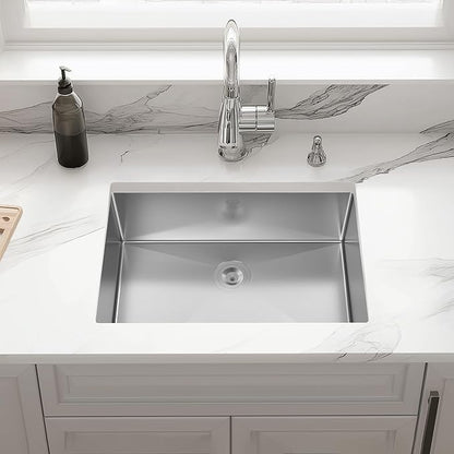 Kitchen Sink 28x18 Inch Undermount Kitchen Sink 16 Gauge Stainless Steel Sinks Single Bowl with Accessories Round Corners Handmade