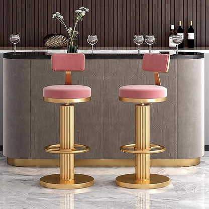 s, Adjustable Counter Height Chairs, Upholstered Chairs for Kitchen Island, Cafe, Pink,Pink-Sitting Height 6580cm