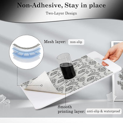 Drawer and Shelf Liner, Non-Slip Kitchen Cabinet Liners Non-Adhesive Thick Strong Grip Waterproof Washable Mats Protect Dresser Shelves Cupboard Bathroom Cabinets, Boho: Floral, 18 in X 10 FT