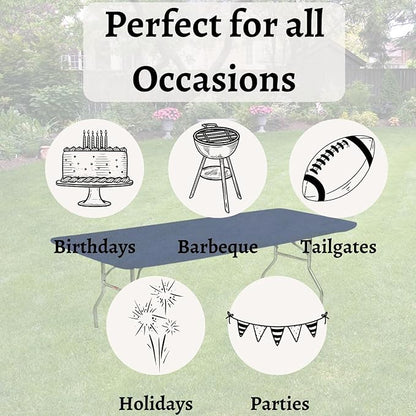 Kwik-Covers 6' Rectangle Plastic Table Covers 30" x 72", Bundle of 5 (Navy Blue)