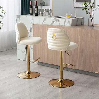 Wycian Swivel Vanity Stool, Bar Stools for Kitchen Island with Back 2PCS Fabric Foam Adjustable Swivel Living Room Bedroom Dining Rooms
