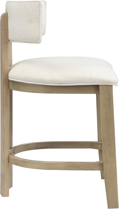 Christopher Knight Home Minso Bar Table and Chairs Set of 2, 3 Piece Bar Table Set with Upholstered Counter Stool, Rubberwood Counter Height Dining Set for 2, Light Ash+Beige