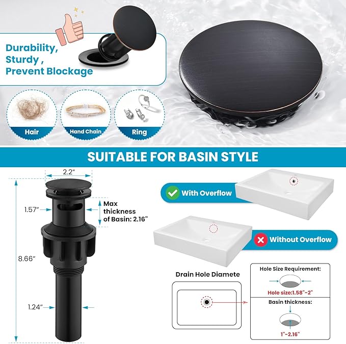 gotonovo Bathroom Faucet 3 Hole 8 Inch Widespread Bathroom Sink Faucet 2 Cross Handles Vintage Lavatory Vanity Mixer Tap with Pop Up Drain, Round Font Label, Oil-Rubbed Bronze