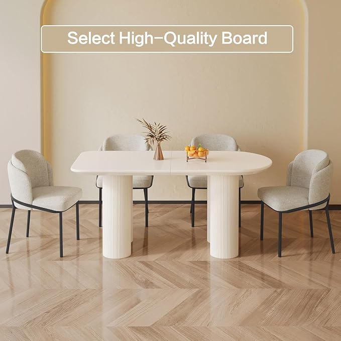 Dining Table Set for 4, Modern Kitchen Table with 4 Chairs, Dining Room Table Set for Kitchen,Dining Room,Home & Office (55.11" White Table with 4 Chairs)