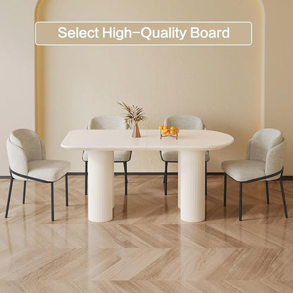 Dining Table Set for 4, Modern Kitchen Table with 4 Chairs, Dining Room Table Set for Kitchen,Dining Room,Home & Office (55.11" White Table with 4 Chairs)