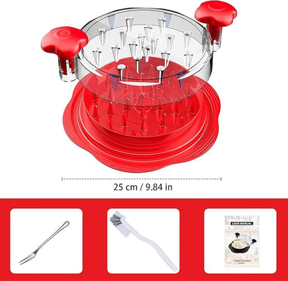 SURETIVIAN Chicken Shredder Large Chicken Breast Shredder Tool Twist with Brush&Fork, Visible Meat Shredder Machine, Anti-Slip Strip, Ergonomic Handle, BPA Free, Suitable for Pork Beef Chicken(Red)