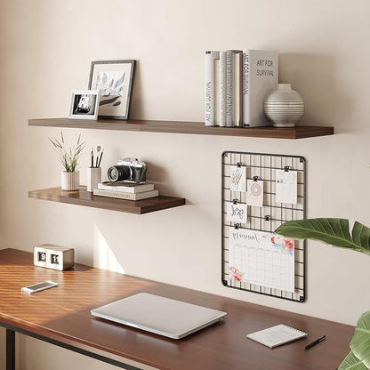 Wall Shelf Set of 1, Walnut Floating Shelves 30 in W x 10 in D x 1 in H, Wooden Floating Wall Shelf with Invisible Brackets for Living Room/Bedroom/Bathroom/Kitchen Storage and Decor