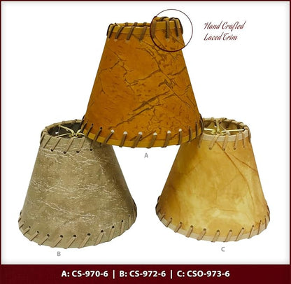 Royal Designs, Inc. CS-973-6 Faux Leather Empire Chandelier Shade with Whipstitch Trim, 3 x 6 x 5, Medium Brown