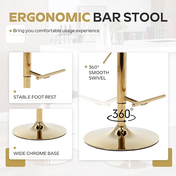 3-Piece Pub Table and Chairs, Round Bar Height Adjustable Swivel PU Leather Bar Stools Set of 2 for Kitchen Island Bistro Office Living Room Small Space Restaurant
