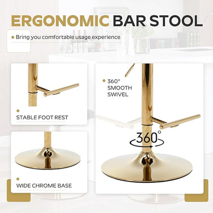 3-Piece Pub Table and Chairs, Round Bar Height Adjustable Swivel PU Leather Bar Stools Set of 2 for Kitchen Island Bistro Office Living Room Small Space Restaurant